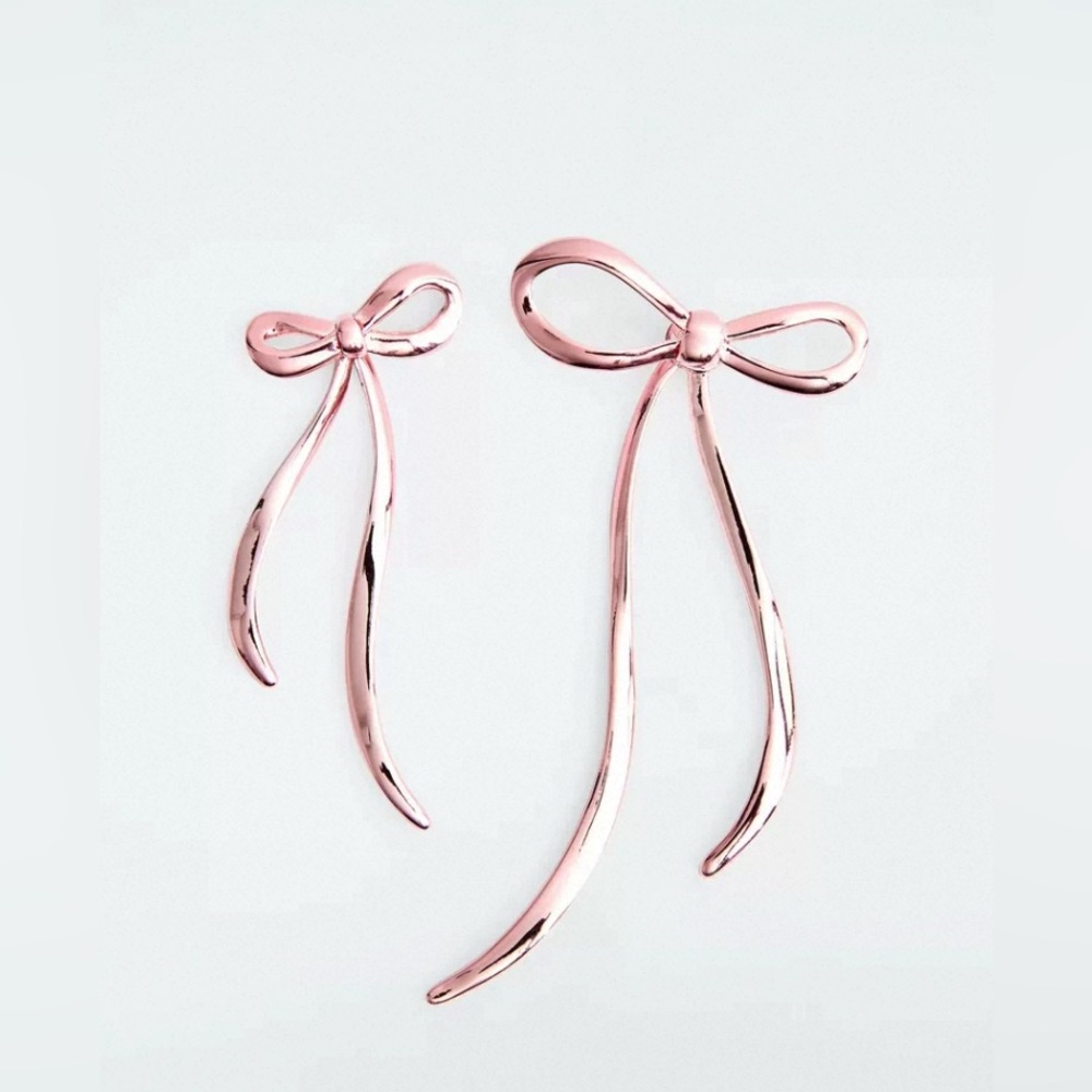 New COS MISMATCHED BOW EARRINGS Pink